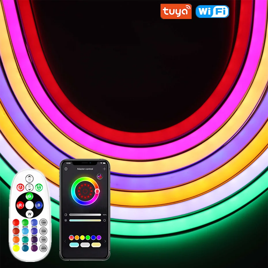 1M 50M 220V RGB Neon LED Strip Light Flexible Led Rope EU AU UK Plug TUYA WiFi/Bluetooth/Remote IP65 Home Outdoor Garden Decor