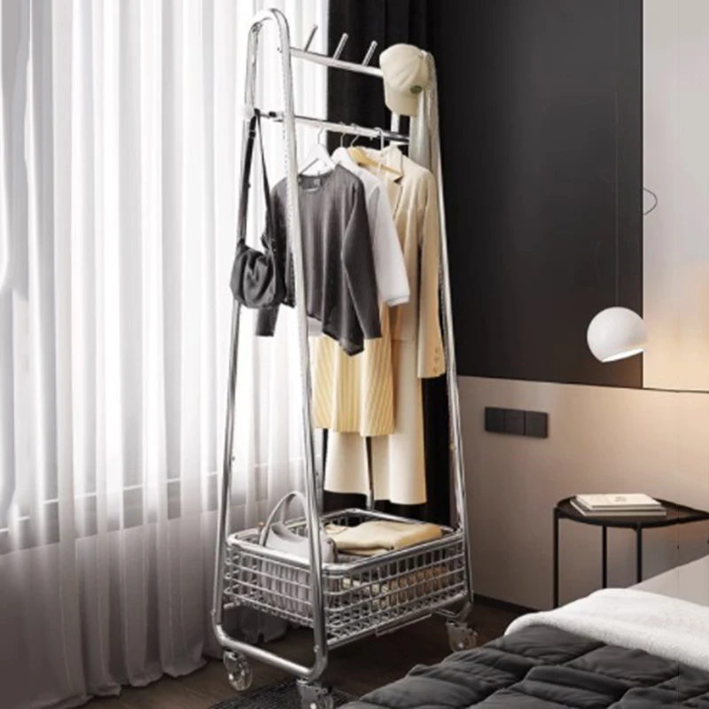 Simple Floor Coat Rack Standing Home High Storage Hanger Master Coat Rack Balcony Clothes Metal Pole Rack Bedroom Dormitory