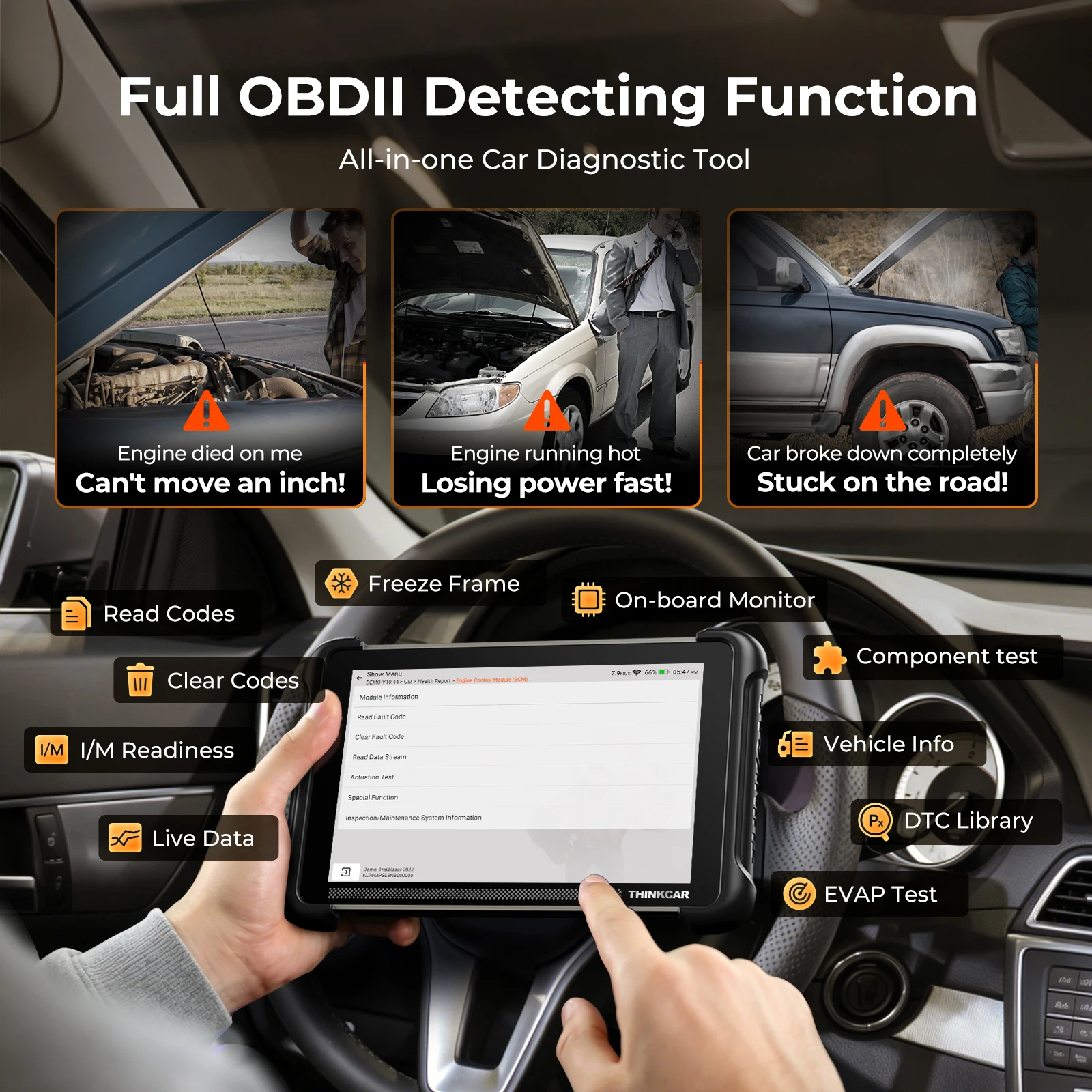 THINKCAR THINKSCAN 689BT OBD2 Car Scanner Full System 34 Resets CANFD&DoIP Key Programmer with Tkey101 ECU Coding BI-Directional