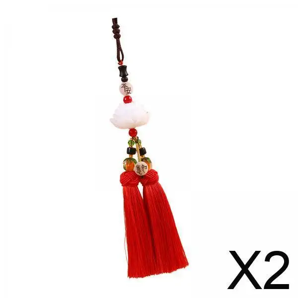

Auto Rearview Mirror Pendant Resin Lotus Tassel Car Hanging Dangling Feng Shui Charm Ornament for SUV