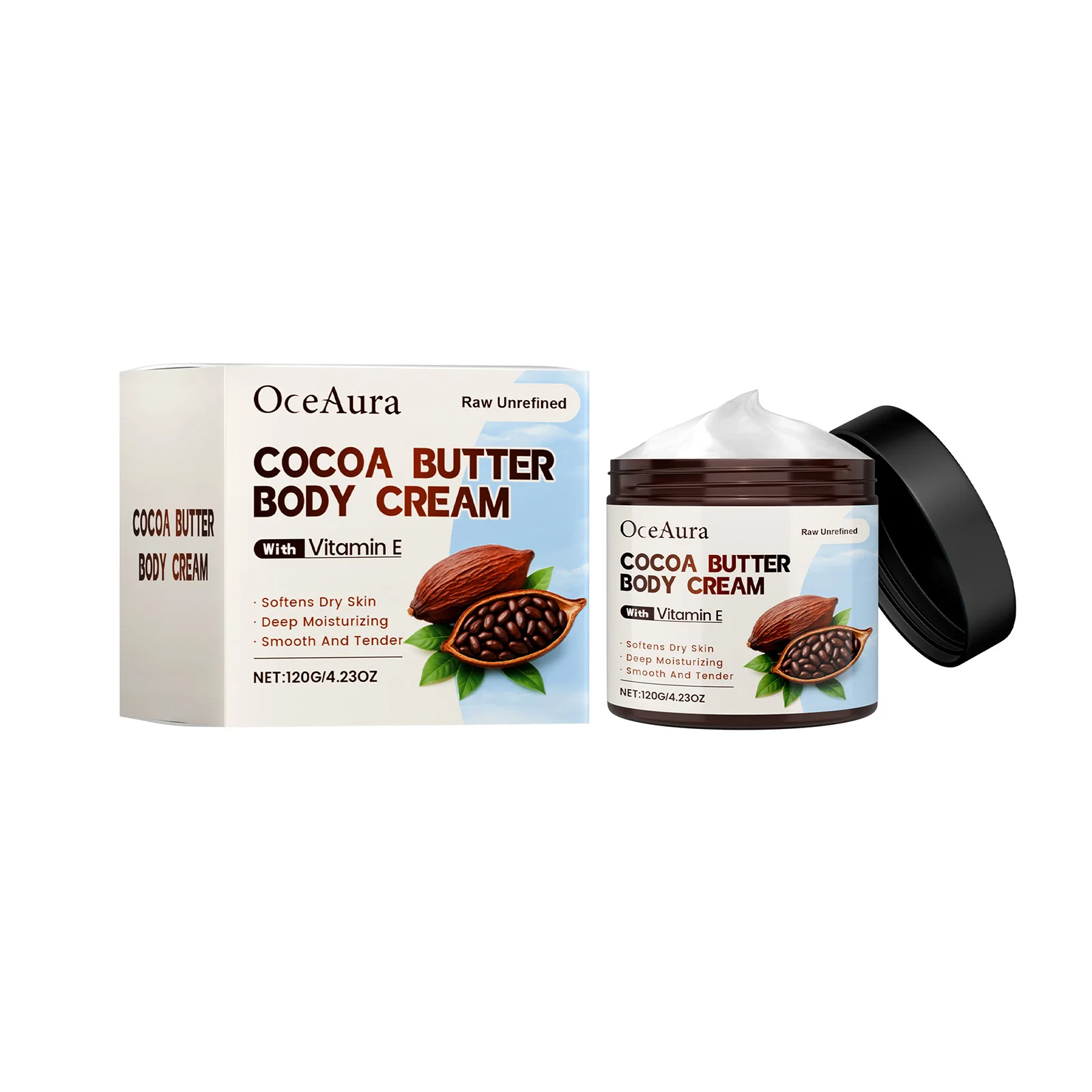 

Cocoa Butter Body Cream with Vitamin E - Deep Moisturizing for Dry Skin - 120g/4.2OZ - Nourishes & Softens