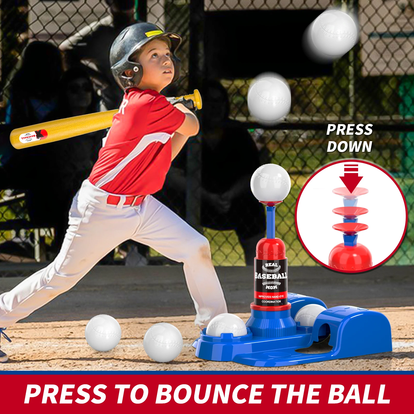 T-shirt de baseball pour garçons et tout-petits, lanceur de balle automatique, t-shirt de sport intérieur et extérieur, ensemble de boules en T, jouets pour enfants de 3 à 8 ans