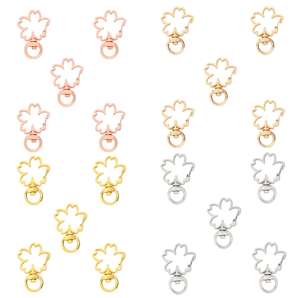 

20 Pcs Sakura Shaped Keychain Pendants Cherry Hanging Buckles Alloy Floral Decor Bags Accessory Gift Idea