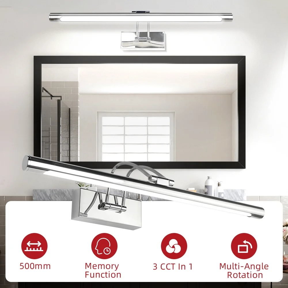 15W Modern Chrome Wall Lamps Bathroom Hotel Home Bedroom Front Dressing Light Emitting Diode Mirror Wall Lamps