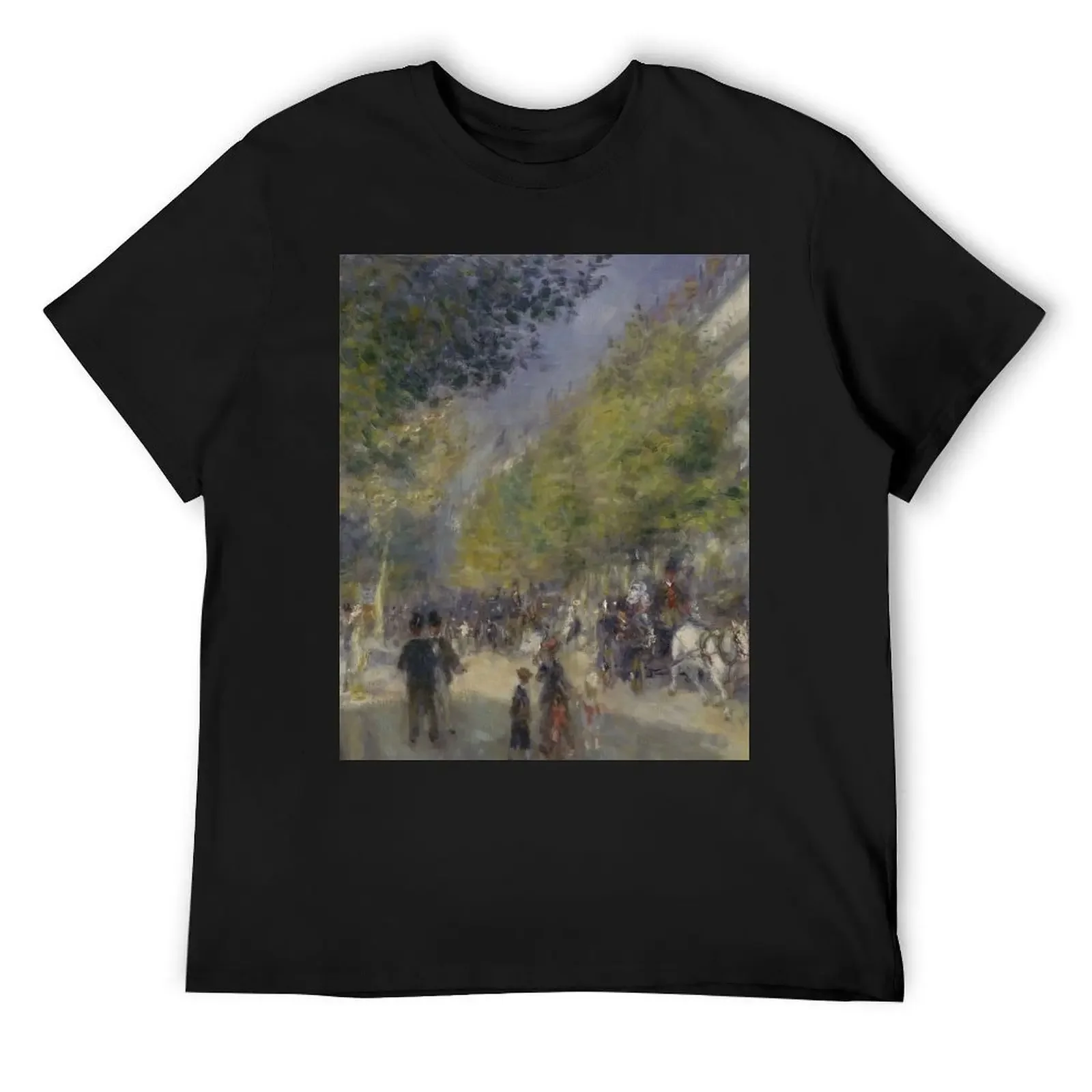 The Grands Boulevards (1875) by Pierre-Auguste Renoir T-Shirt cute tops tops oversizeds plain t shirts men