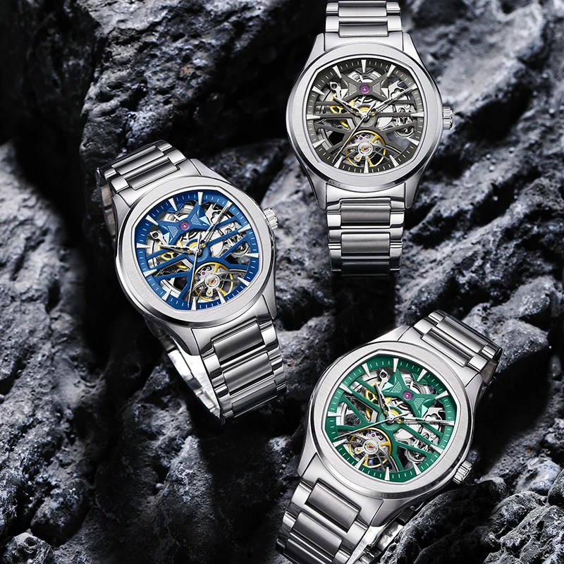 Choice 2026 THE TRENDSETTER DANIEL GORMAN SKELETON MECHANICAL WATCHES Wear Watch Silicone strap Stainless steel Self-research
