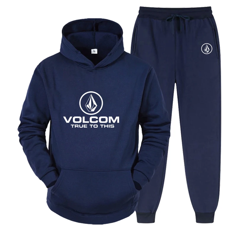 Men\'s VOLCOM Spring and Autumn Outdoor High Quality Hoodie Set, Sports Mountain Hoodie, Fashion and Leisure