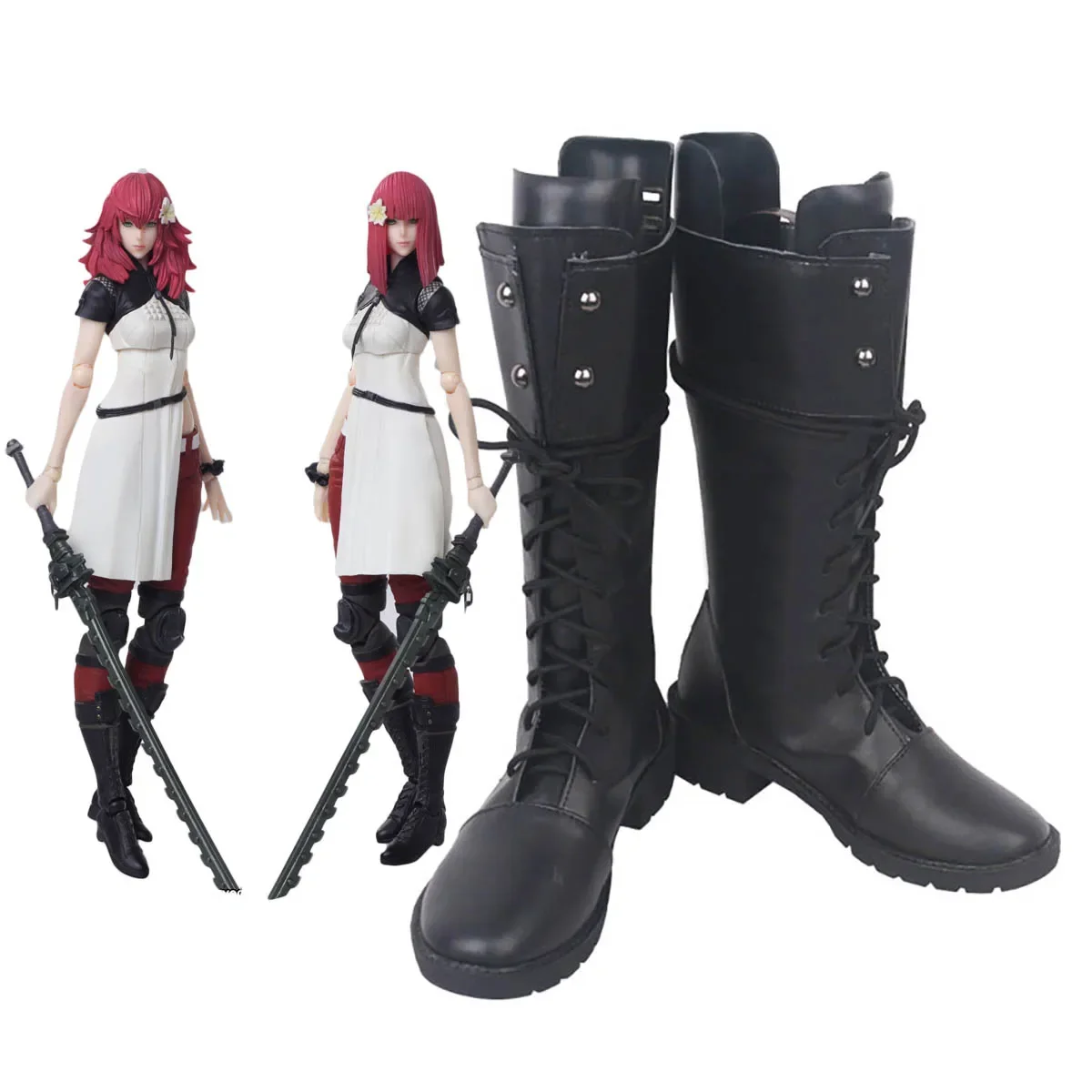 

Nier: Automata Devola Popola Cosplay Boots Black Leather Shoes Custom Made Any Size