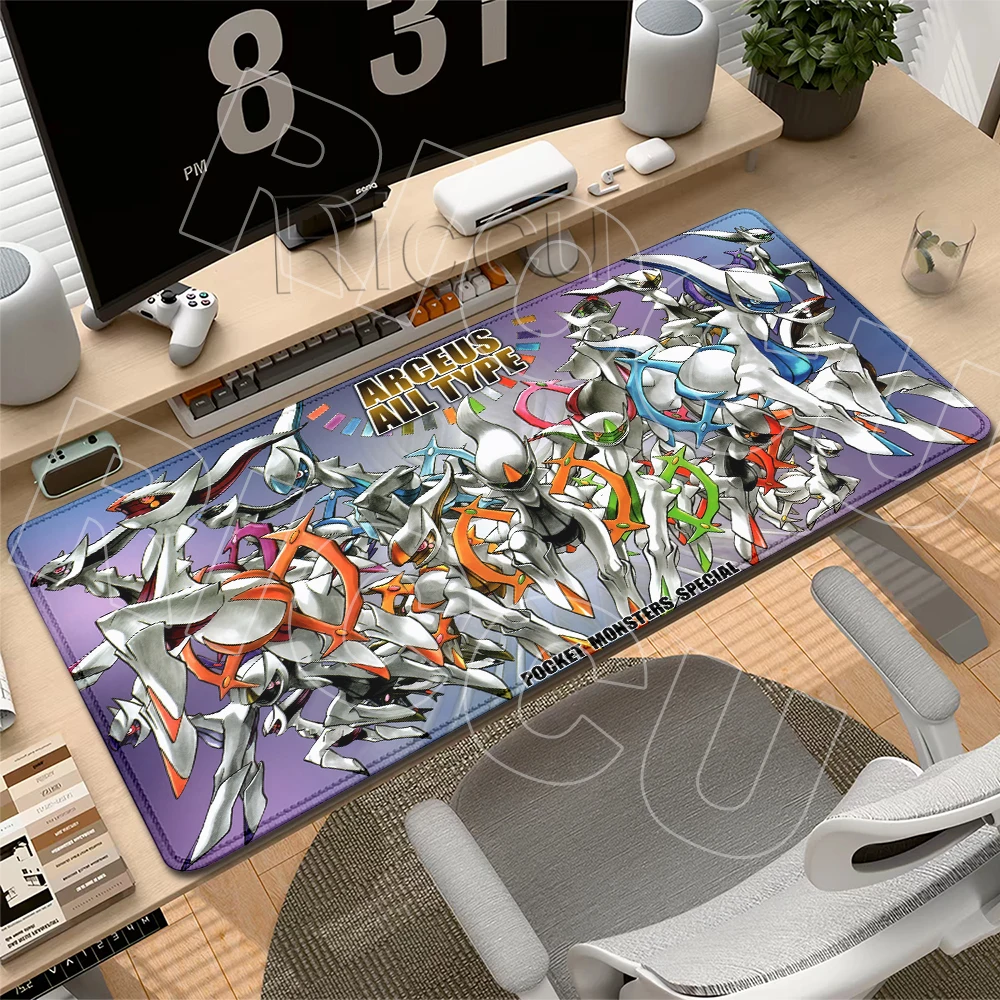 Anime Mouse Pad PC Gaming Accessories Gamer Cabinet Table Rugs Large P-pokemon Arceus Keyboard Office Laptop Rubber LockEdge Mat
