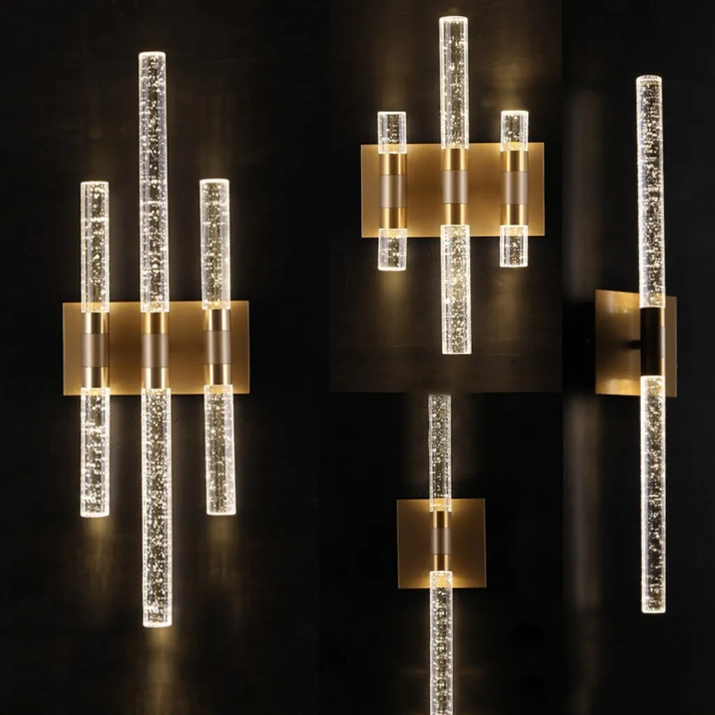 Modern led bubble crystal Wall Lamp for dining room Bedside Champagne Gold wall sconce Lamp Luminaire Bathroom Light room decor