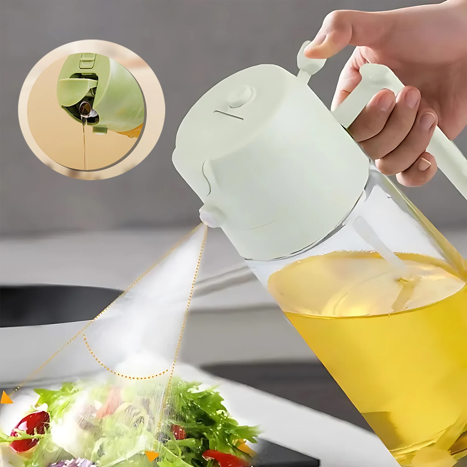 2in1 500ml Plastic Spray Oil Sprayer Bottle Spray Oil Dispenser Oil Jar Cruet BBQ Kitchen Baking Roasting Picnic Kitchen Tool