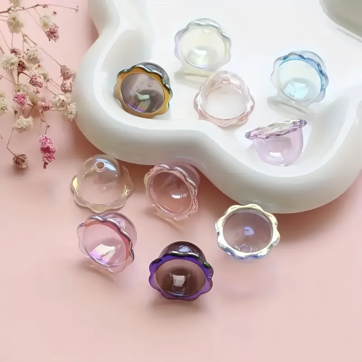 10 Stück/Lot Transparente UV-beschichtete Acryl-Windglockenperlen Anhänger für Schmuckherstellung DIY Handgemachte Halsketten Ohrringe Schlüsselanhänger Handy – Detail 2
