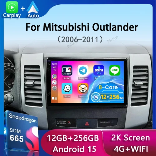 Android 15 Carplay Radio de coche para Mitsubishi Outlander 2006-2011 Peugeot 4007 Citroen c-crosser GPS reproductor Multimedia estéreo 2din