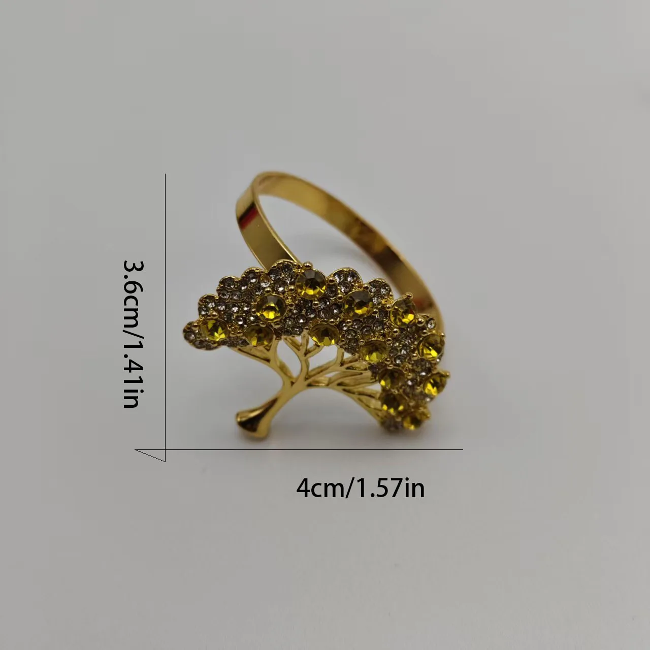 Golden Wishing Wealth Tree Alloy Napkin Buckle Inlaid with Diamond Flowers Napkin Ring Table Tableware Mouth Cloth Ring