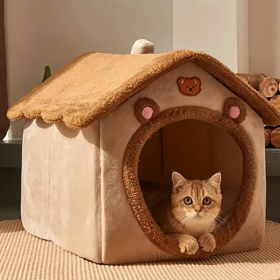 Foldable Pet House Bed Removable Washable Cat Cave Sofa Soft Puppy Nest for Extra Small Dogs and Small Medium Cats