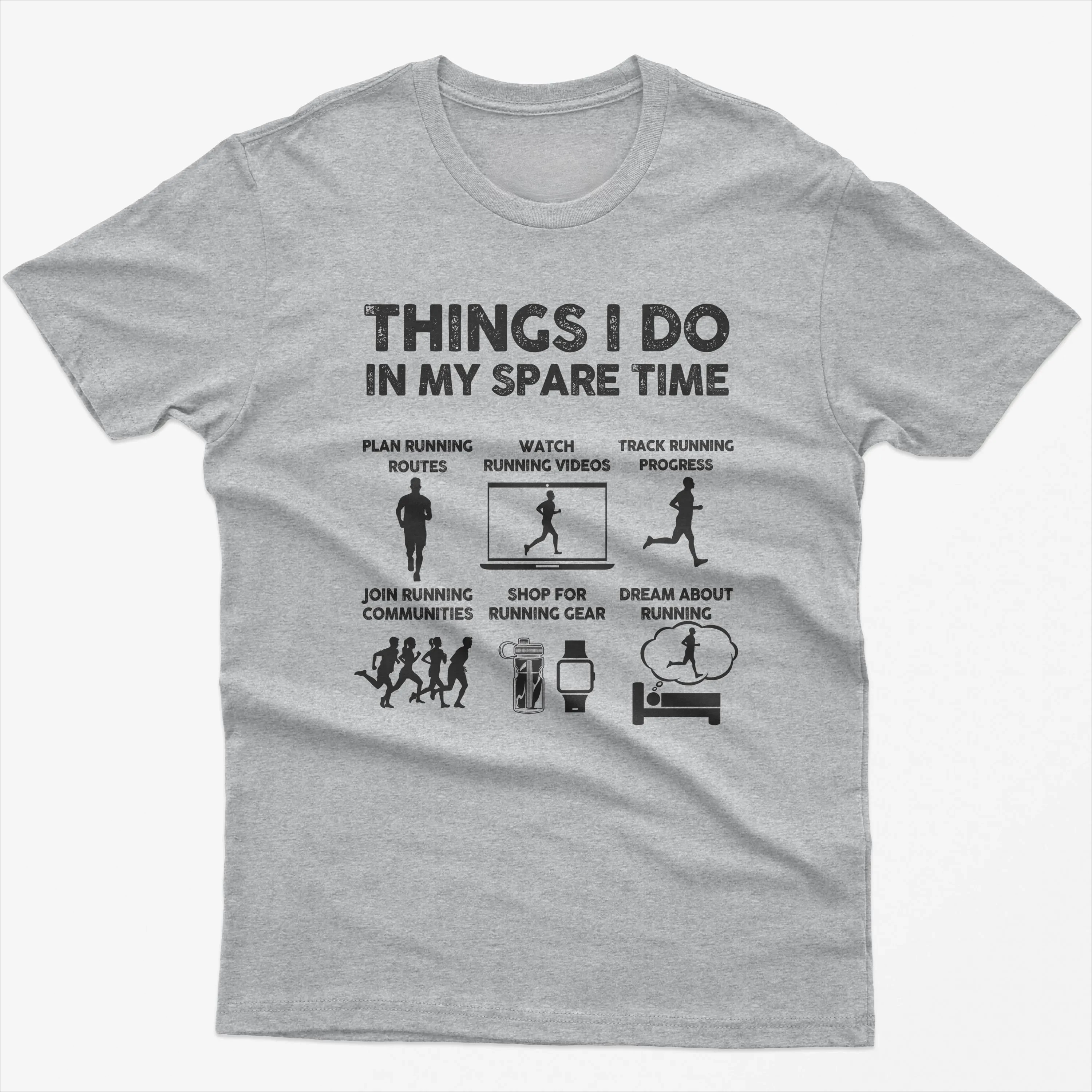 Summer High-quality Design Men's and Women'sT-shirts Funny Running T-shirts: My Daily Life During Leisure Time Marathon T-shirts