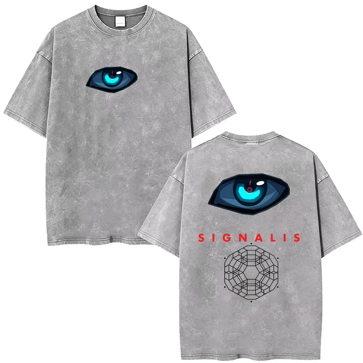 Horror Game Signalis Vintage Washed T Shirt Men Women O-Neck Fashion Oversized Cotton T-shirts Y2k Clothing Short Sleeve T-shirt