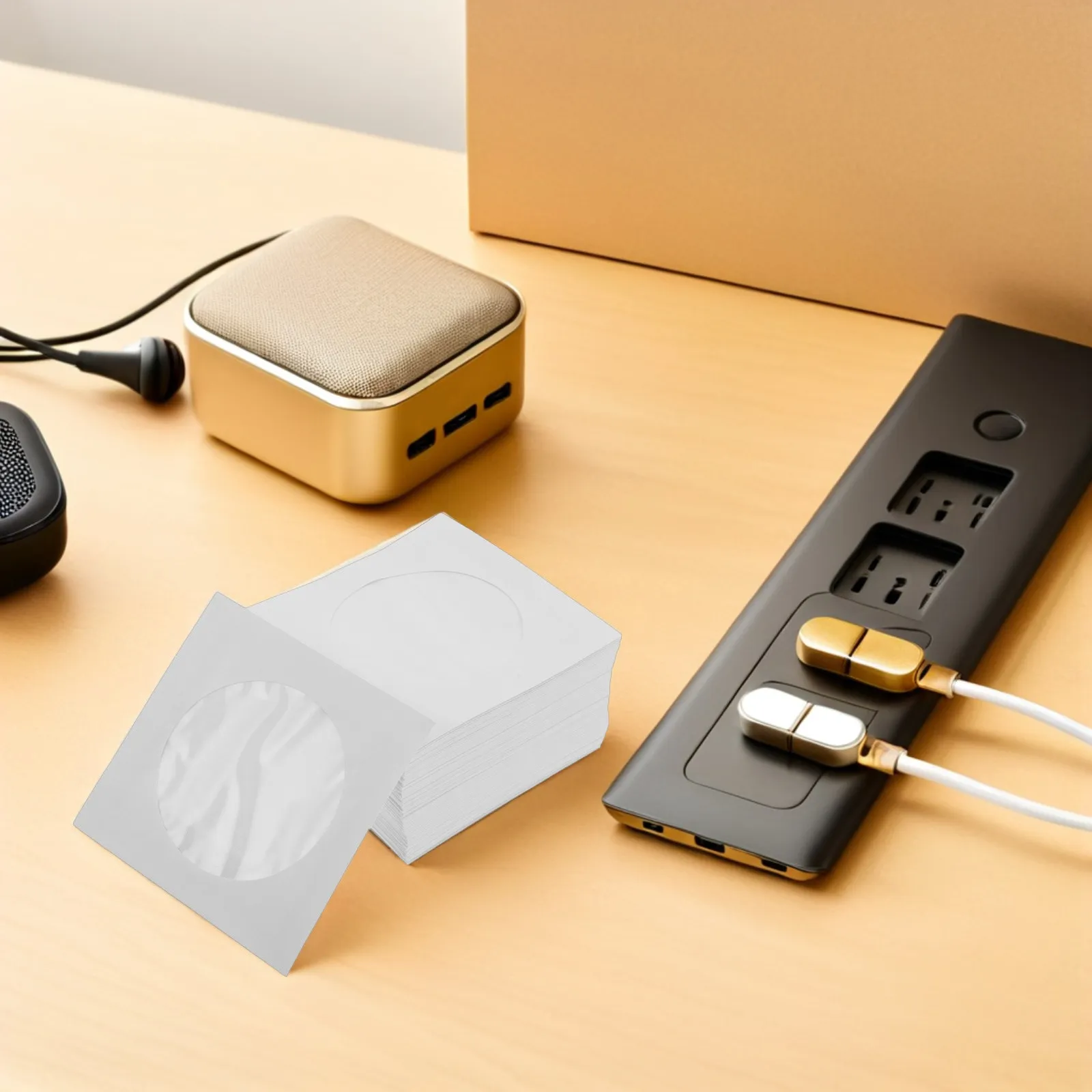 100Pcs Mini Cd Paper Holder 8Cm White Protective Sleeve Dustproof Cd Disc Storage Envelope Small Round Disc Paper Case