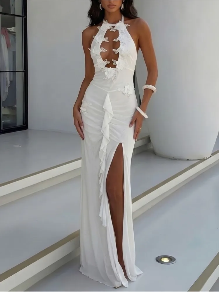 

One Piece Summer Cover Ups Women Swimsuit Sleeveless Robes Bathing Suit 2026 New Beach Holiday Solid White Maxi Dresses Cover-Up