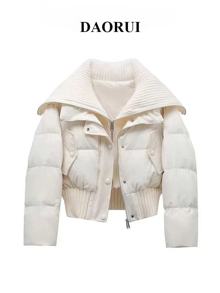 

Американские винтажные осенне-зимние женские парки из двух предметов с подкладкой, укороченный пуховик с отложным воротником, дизайнерская верхняя одежда 2025