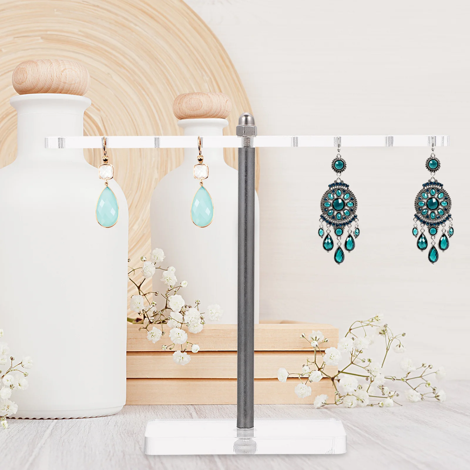 

1Pcs Transparent Jewelry Rack Earring Stand T Shaped Organizer Display Holder Strong Build Jewelry Storage Desktop Convenient