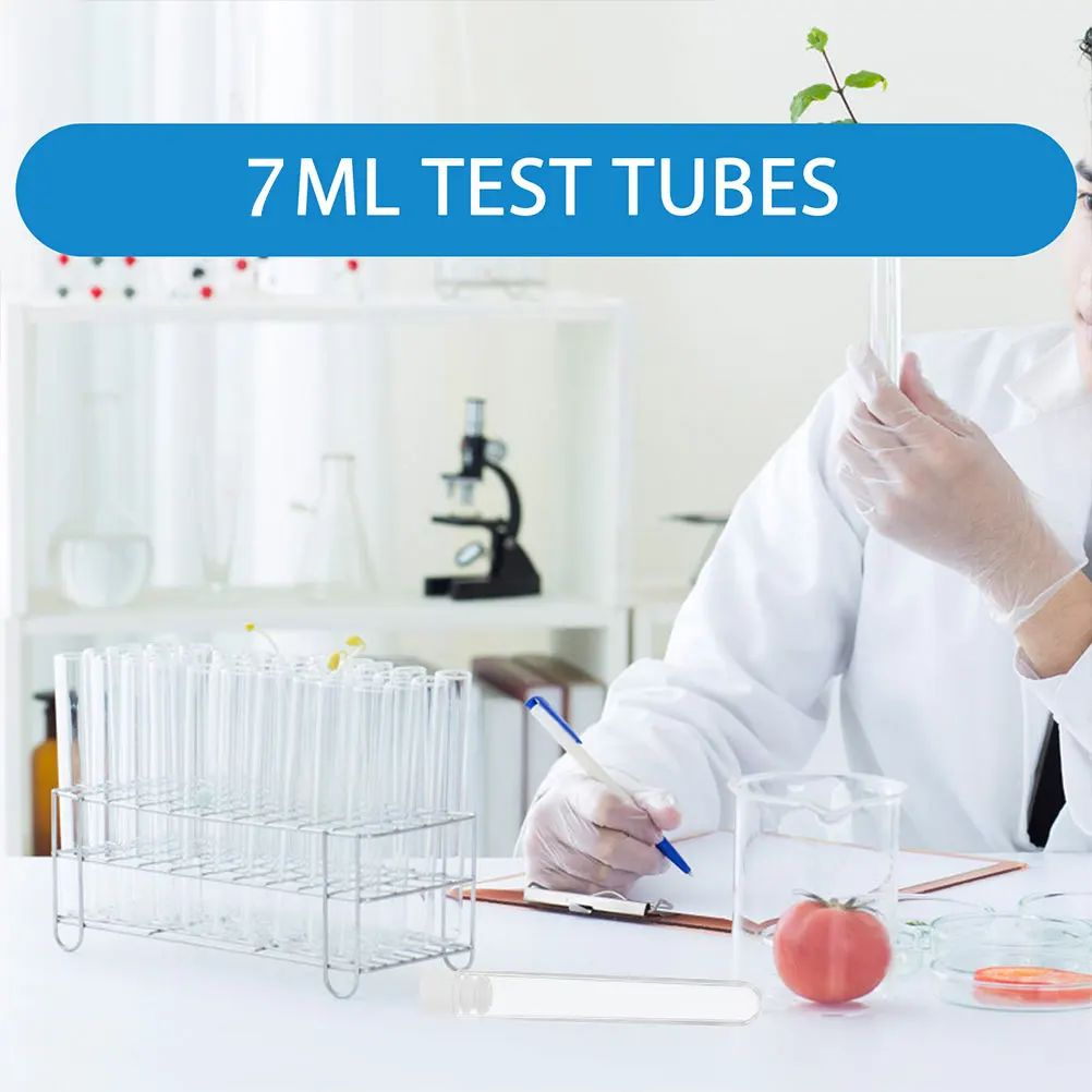 100 Pcs Laboratory Tube Test Tubes Clear Plastic Storage Transparent with Caps