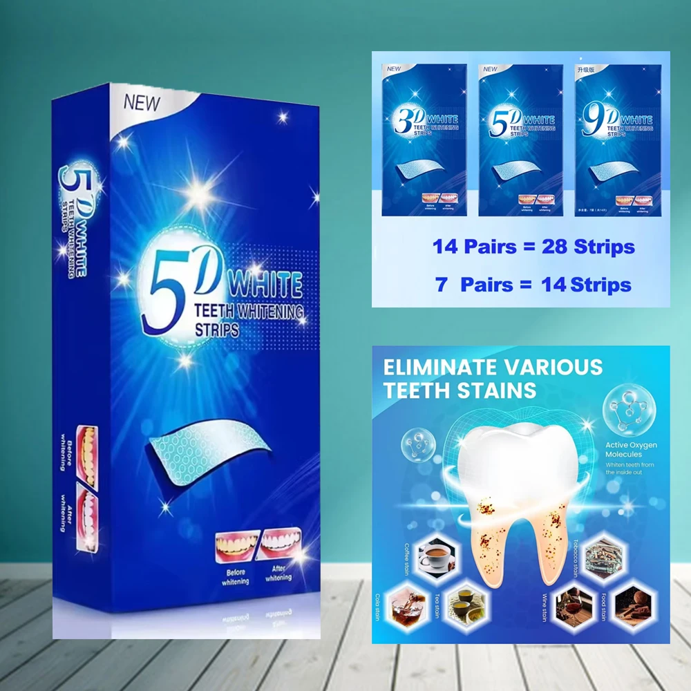 

Teeth Brightening Strips for Teeth 3D/5D/9D Whitener Strips Reduced Sensitivity White Strips for Tooth Whitening