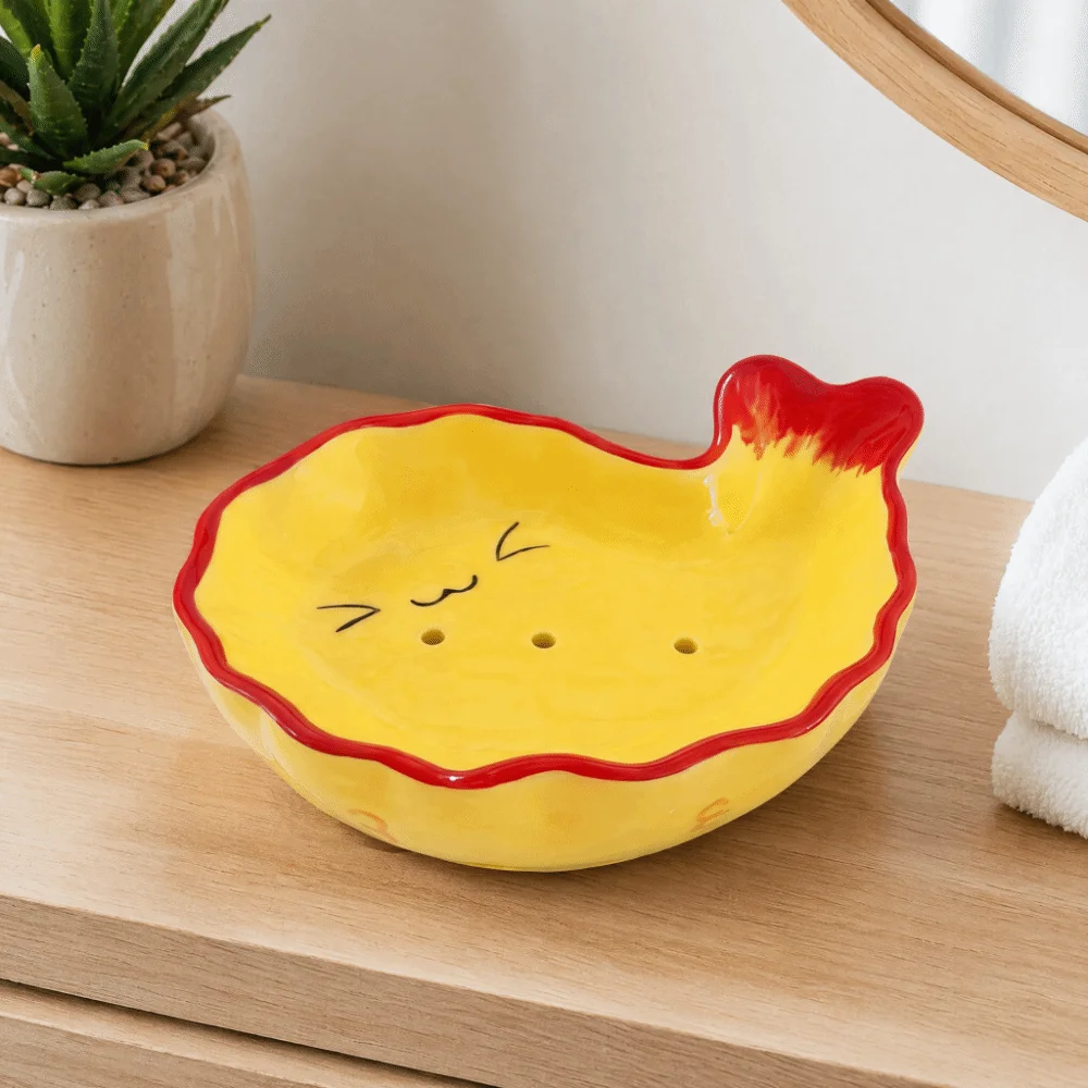 

Convenient Ceramic Luo Fried Shrimp Soap Box Cartoon Funny Draining Soap Dish Exquisite Decorative Soap Tray Washbasin