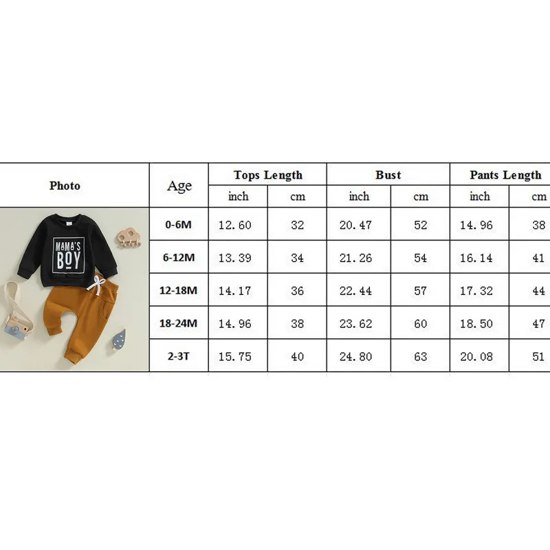 RUEWEY Baby Boy Pant Sets Spring Autumn Clothes Long Sleeve Crew Neck Letters Sweatshirt with Elastic Waist Sweatpants Infant