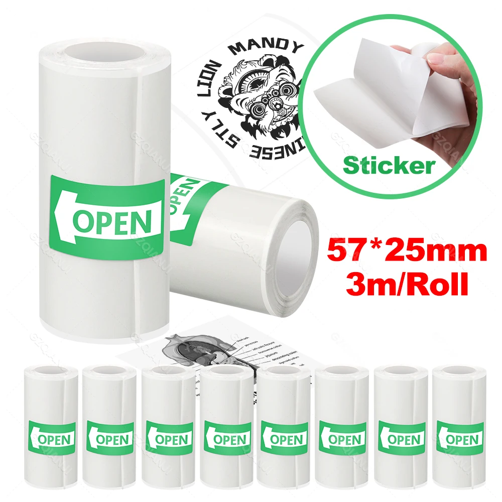 3-10 Rolls Thermal Sticker Paper for Mini Photo Printer Thermal Paper Instant Camera Refill Paper Mini Printer Sticker Paper