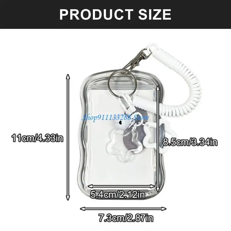 G88d Clear Card Holder mit Spring String Bus Card Case Wasserbeständige Kartenärmele