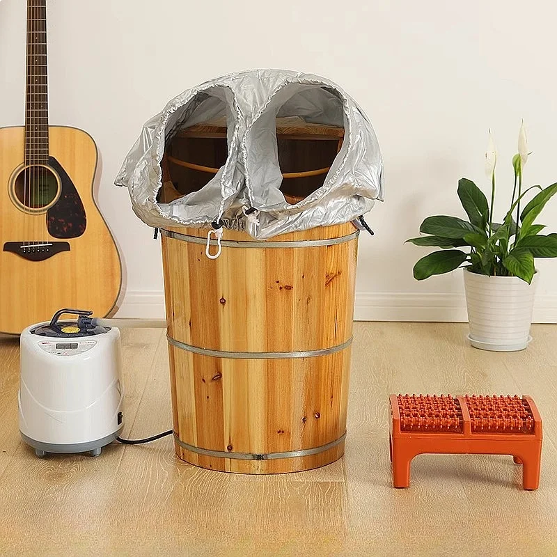 Professional Extra Tall Solid Wood Herbal Foot Spa Barrel Steam Bath Tub for Home Relaxation Detox