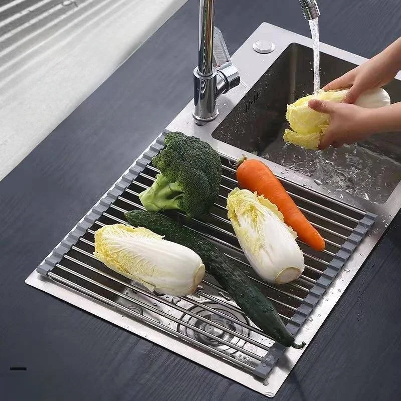 304-stainless-steel-drain-basket-kitchen-sink-vegetable-washing-bowl-dish-draining-rack-multi-function-heat-insulation-curtain