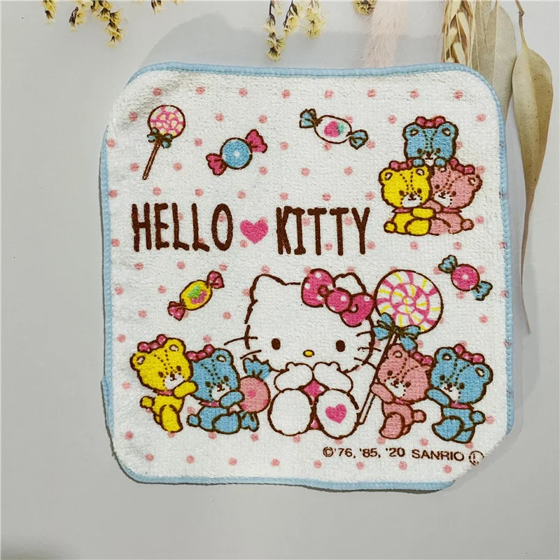 5pcs Sanrio Hello Kitty Small Towel 15*15cm Baby Mouth Towel Cartoon Comfortable Face Wash Family Towel Kids Cotton Wiping Towel