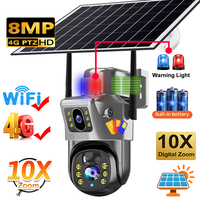 Dual Screen 8MP 4K WiFi Solar Camera 4G Dual Lens Battery WiFi PTZ Cam Human Auto Tracking Motion Detection Security IP Cameras