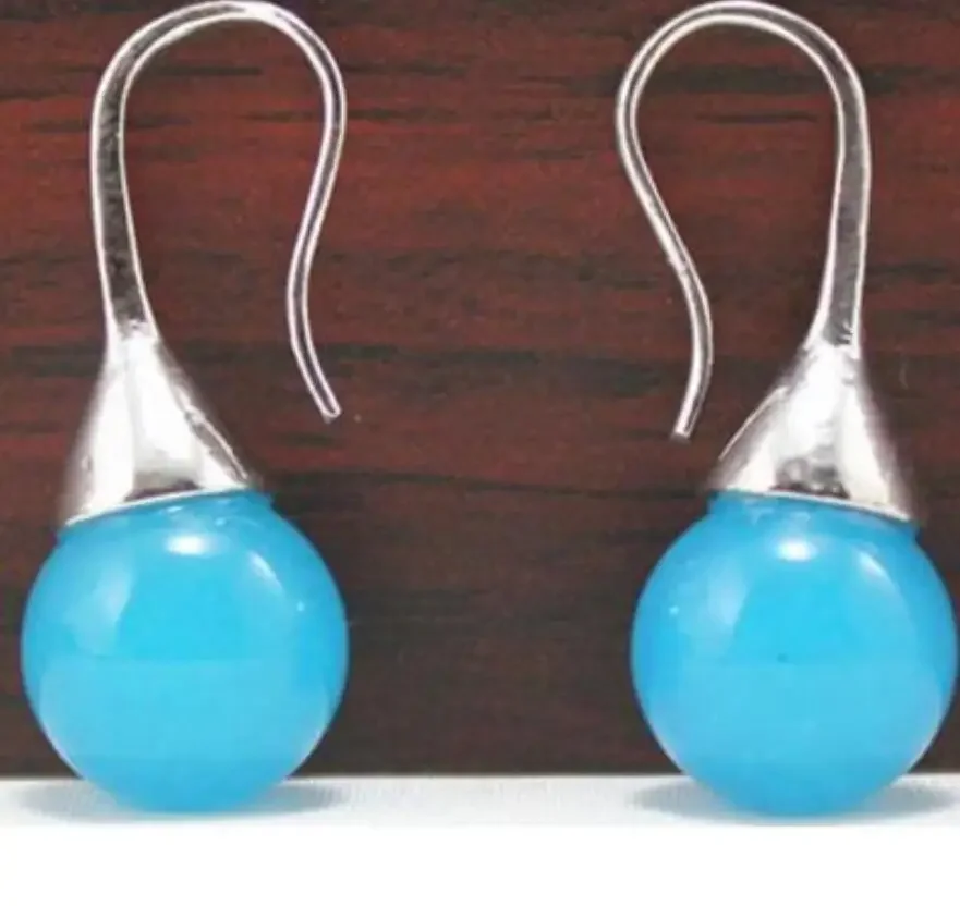 

Beautiful 12mm BLUE jade / tiger eye jade earrings
