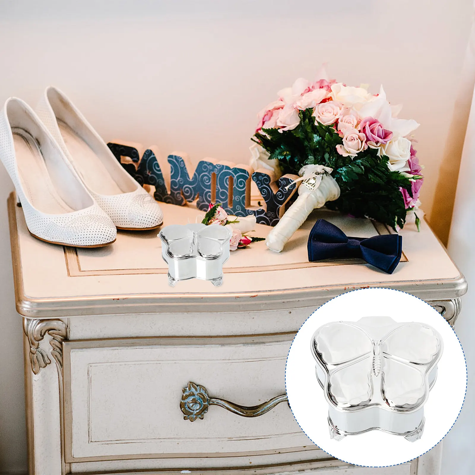 

European Style Zinc Alloy Butterfly Jewelry Box Retro Ring Storage Case Elegant Jewelry Holder Gift for Women