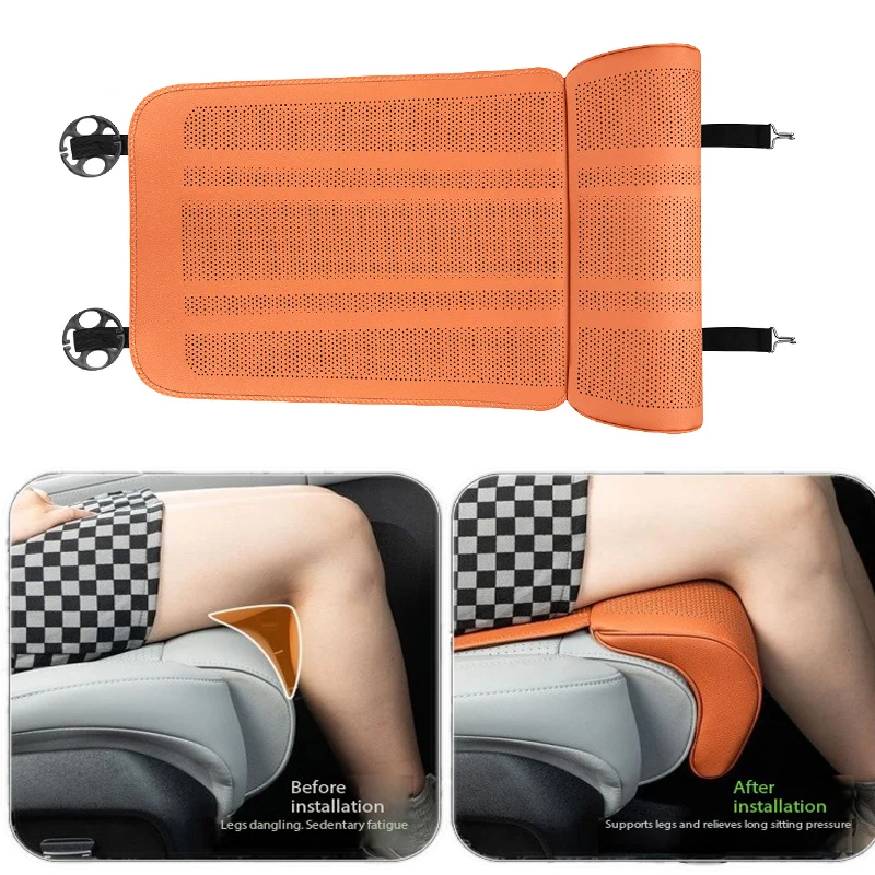 

New Luxury Car Seat Leg Support Cushion Breathable PU Leather Seat Protector Cover Universal Driver Passenger Seat Rest Mat