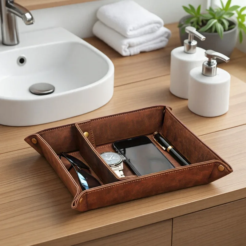 custom-engraved-valet-tray-personalized-pu-leather-catchall-organizer-for-men-dad-husband-boyfriend-grandpa-birthday-anniversary