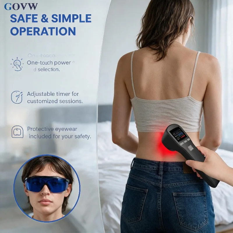 GOVW Professional LLLT Red Light Cold Physiotherapy Laser Device 650nm 808nm Class IV Portable for Knee Back Neck Muscle Pain