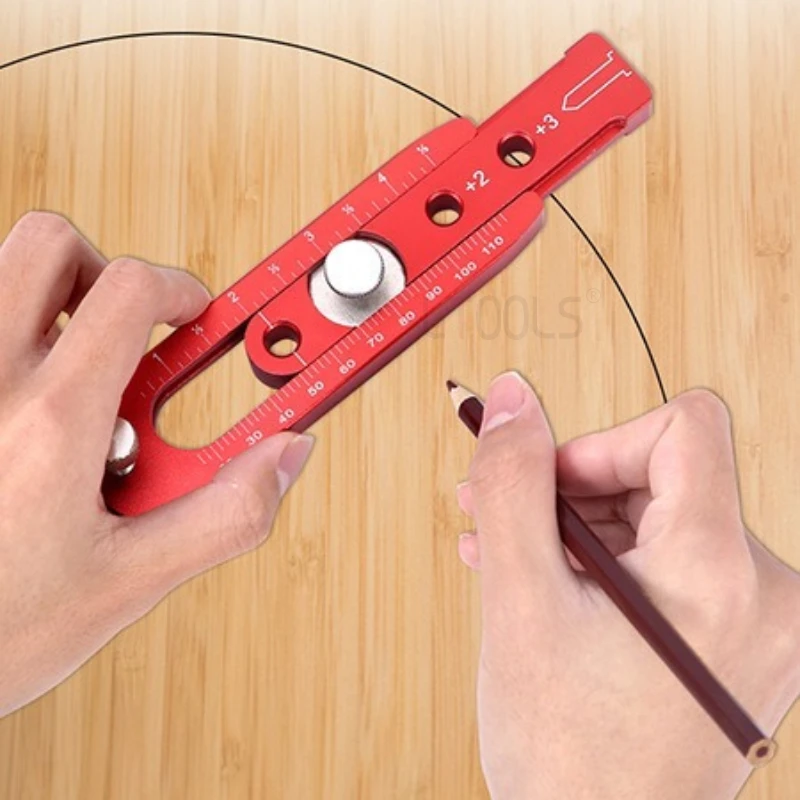 Bussola multifunzionale regolabile per tracciatore per la lavorazione del legno con scala metrica, righello di posizionamento, strumenti hardware per disegno in lega di alluminio