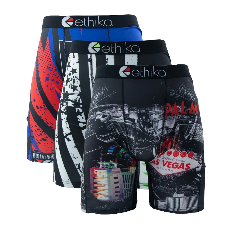 

ETHIKA 3Pcs Sexy Men Underwear Boxers Breathable Man Underpants S-3XL Plus Size Mens Trunks Men's Panties Lingeries Boxer Briefs