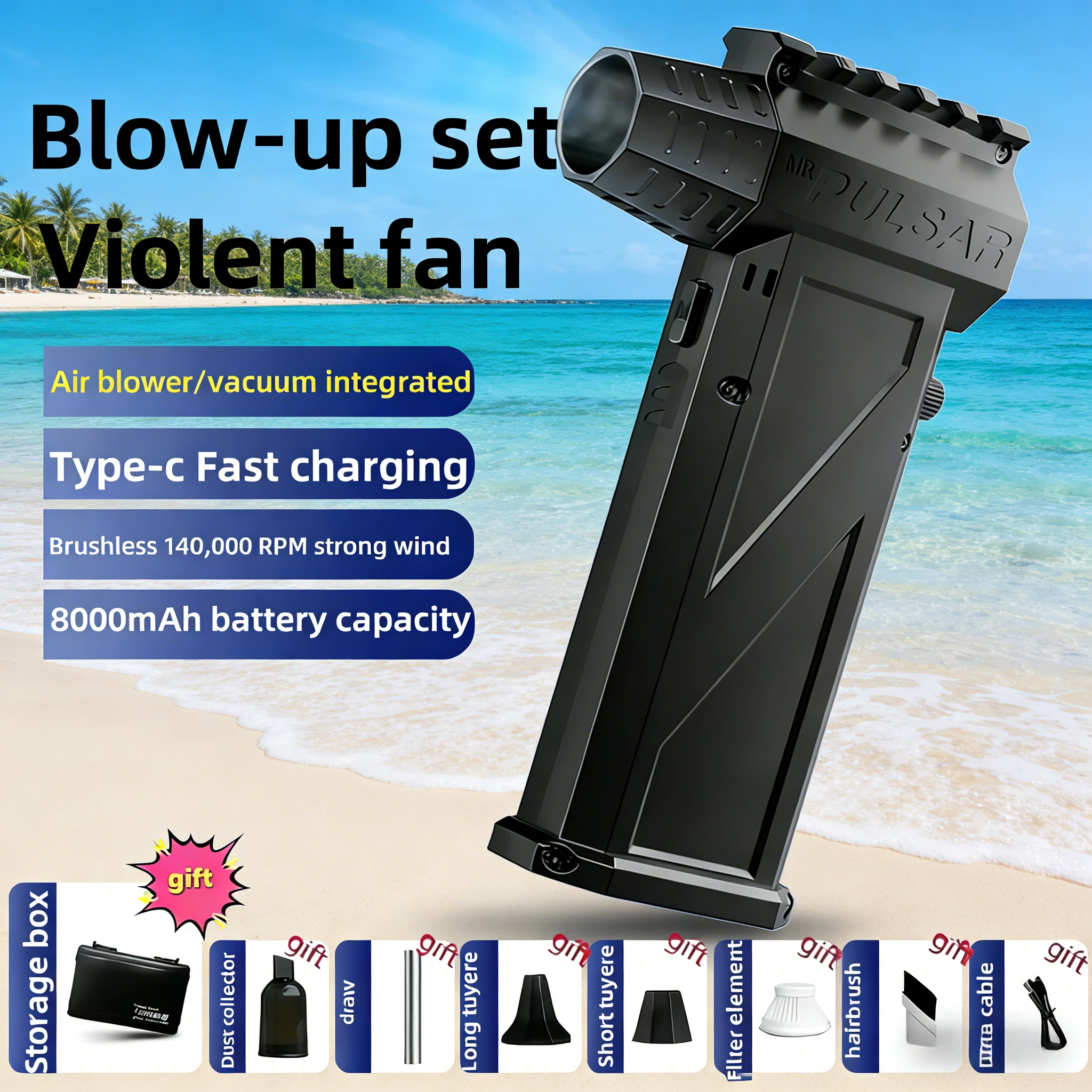 

New X3 Turbo Jet Fan - 200W High-Power 130000RPM Brushless Dust Blower (52m/s Wind Speed)