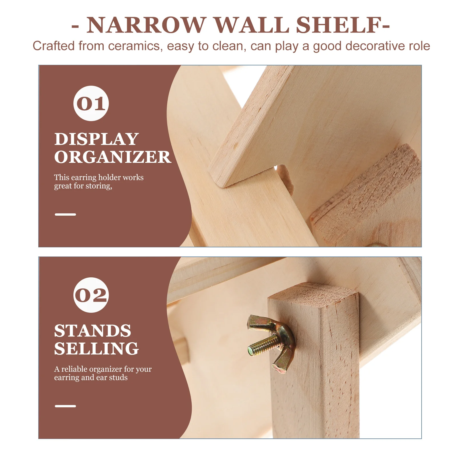 

Two Layered Wooden Jewelry Display Stand Practical Organizer for Earrings Rings Necklaces Bracelets Storage Rack