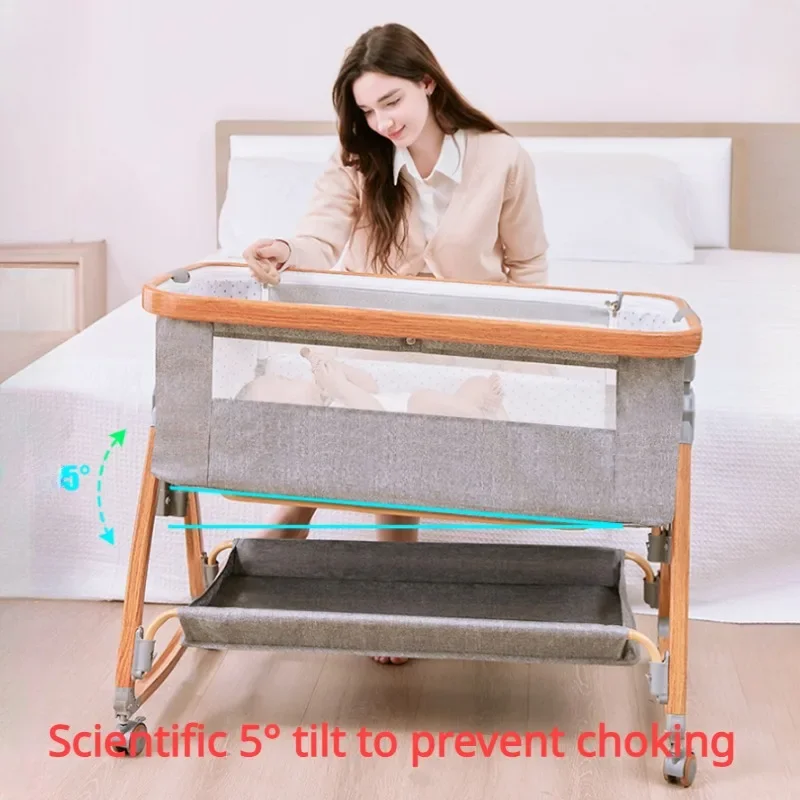 Die Cast Foldable Baby Crib Movable Portable Cradle Bed Load-bearing Baby Fence Baby Nest with Changing Table for Infant Toddler