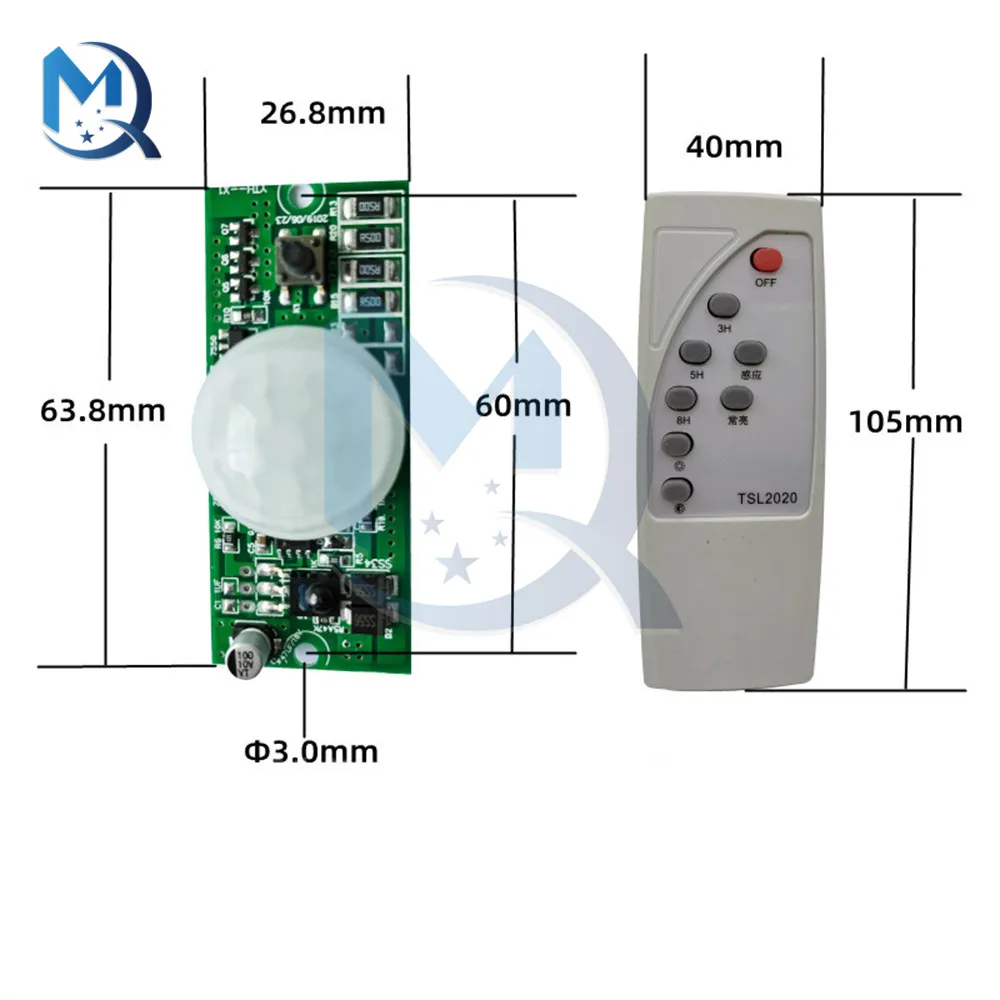 Papan Lampu Kontrol Otomatis Tenaga Surya Kontrol Lampu + Papan Driver LED Surya Induksi Tubuh Radar dengan Remote Control DC 3.2V 3.7V