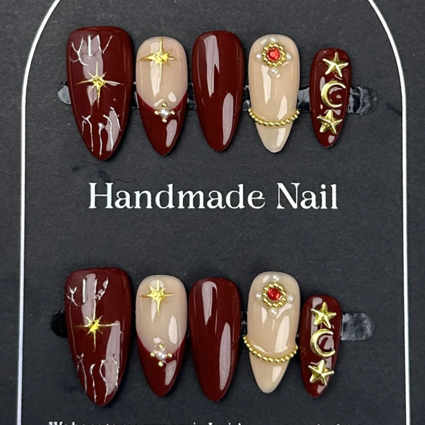 10st Amandel Handgemaakte Nepnagels Sets Zomer Strass Parel Gradiënt Roze Valse Nagelkunst Wearable Druk op Nagels Tips Manicure