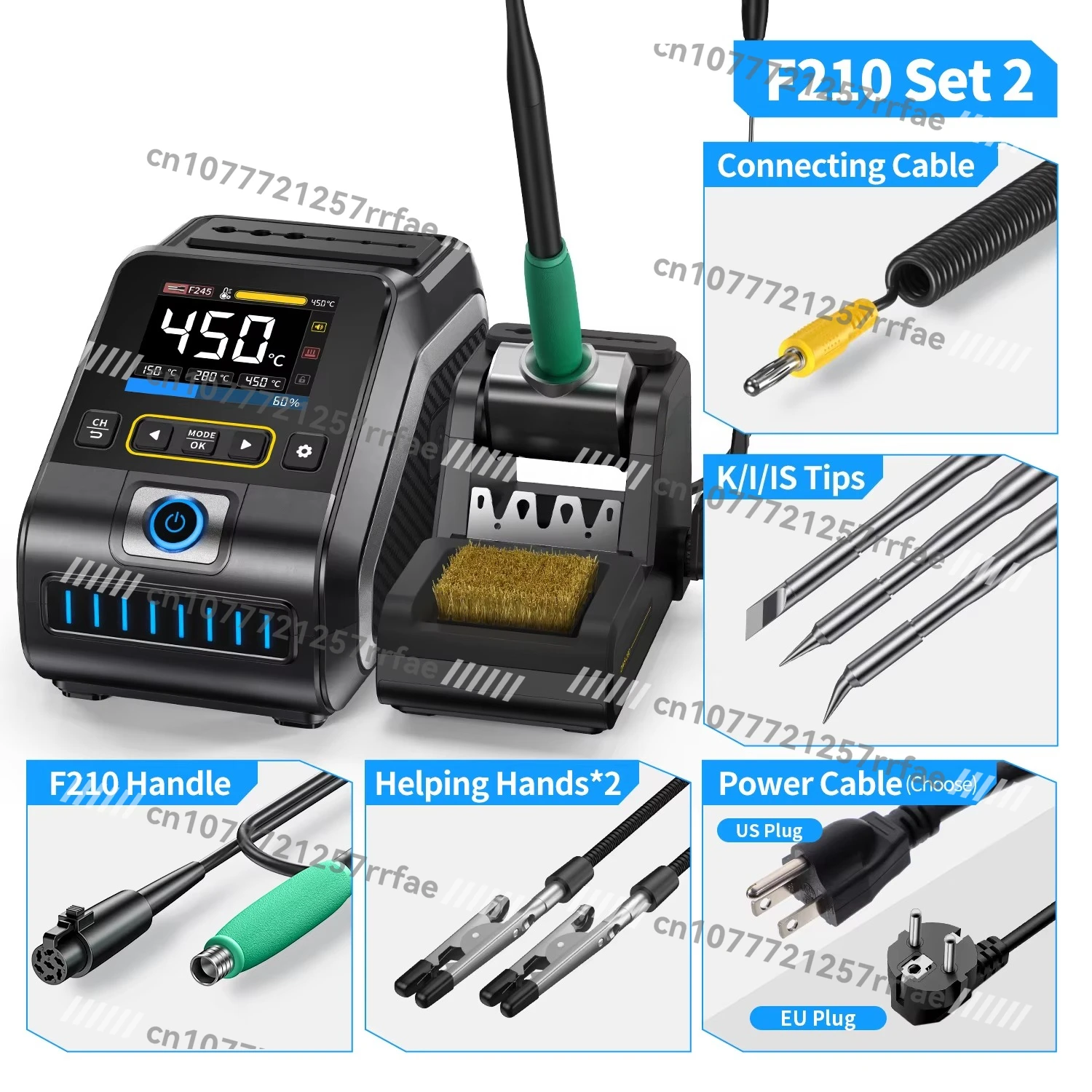 DWS-200 F245 + F210 Full Set of 9 Tip 200 Watt PID Temperature Control High Quality Intelligent Welding Station