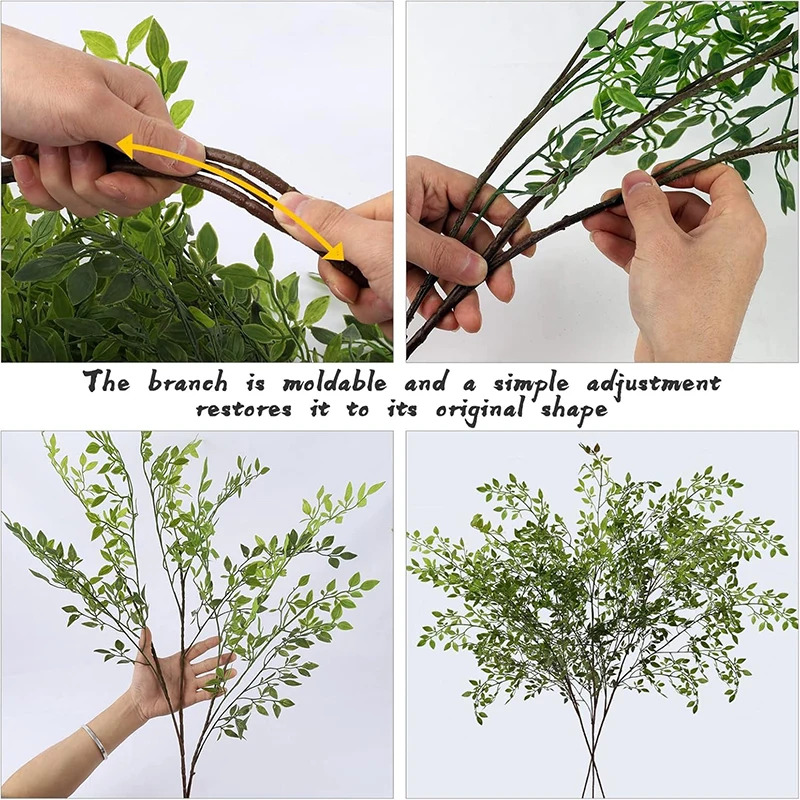 110 cm grüner künstlicher Eukalyptus-Pflanzenstrauß, künstliche Blätter für Hochzeitsdekoration, Heimdekoration, DIY-Vasenornament – Detail 8