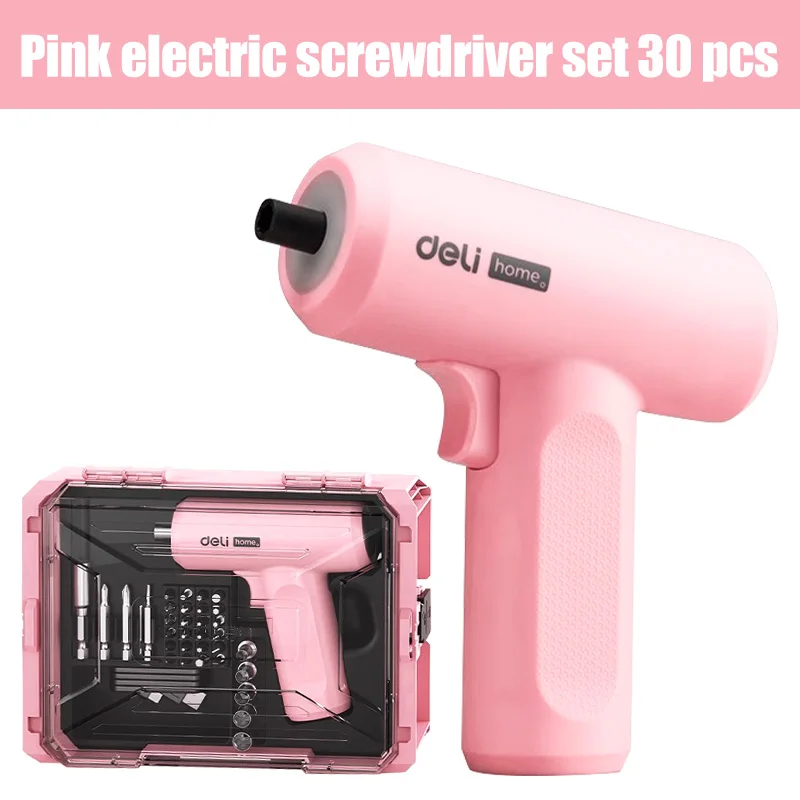 Conjunto de chave de fenda elétrica rosa 3.6v, chaves de fenda elétricas sem fio inteligentes, recarregável por usb, broca manual, ferramentas de reparo doméstico
